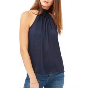 Elegant Navy Halter Neck Blouse NWOT
